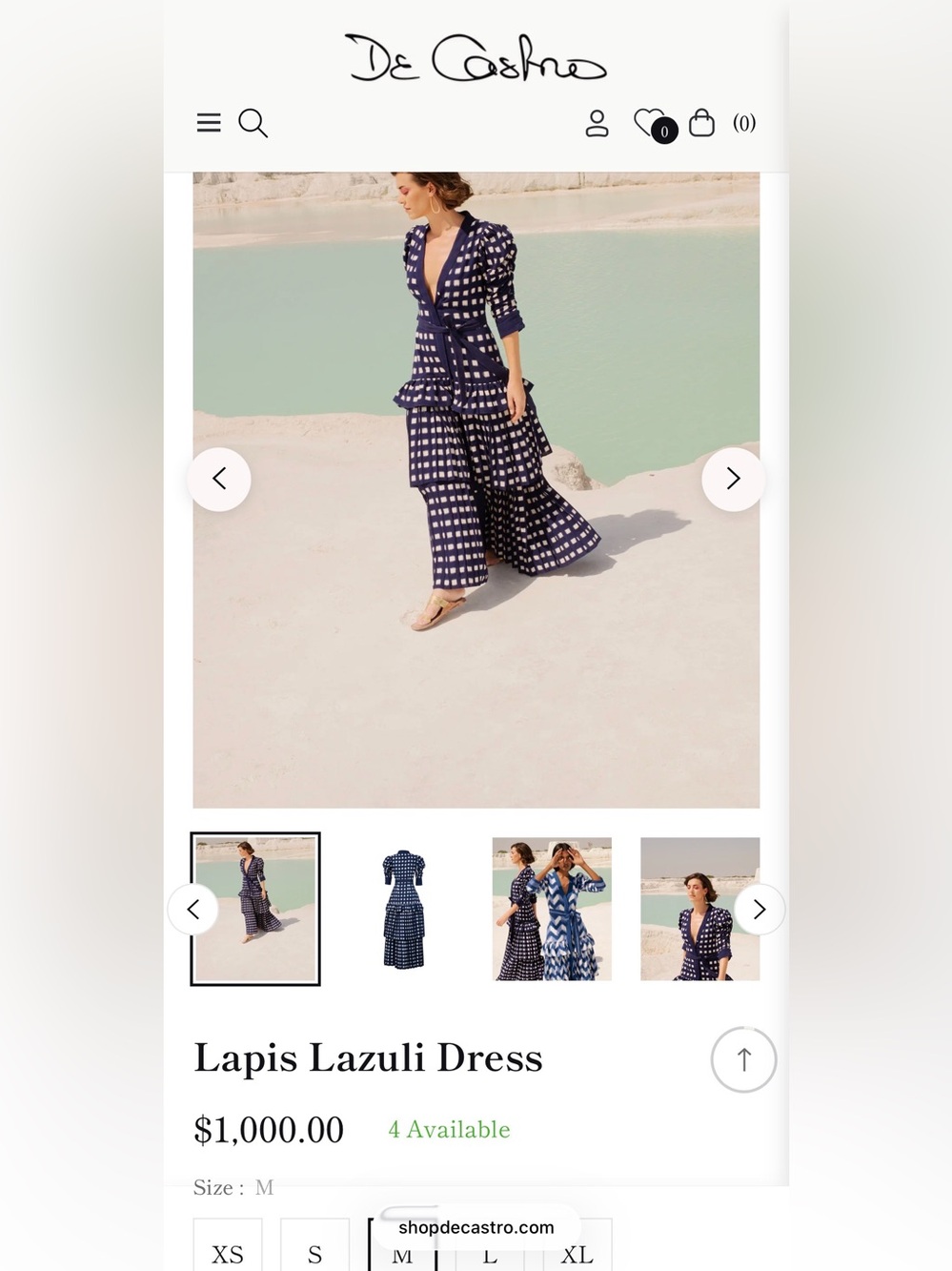 De Castro Lapis Lazuli Dress in Navy and White Checker NWT - Picture 3 of 6
